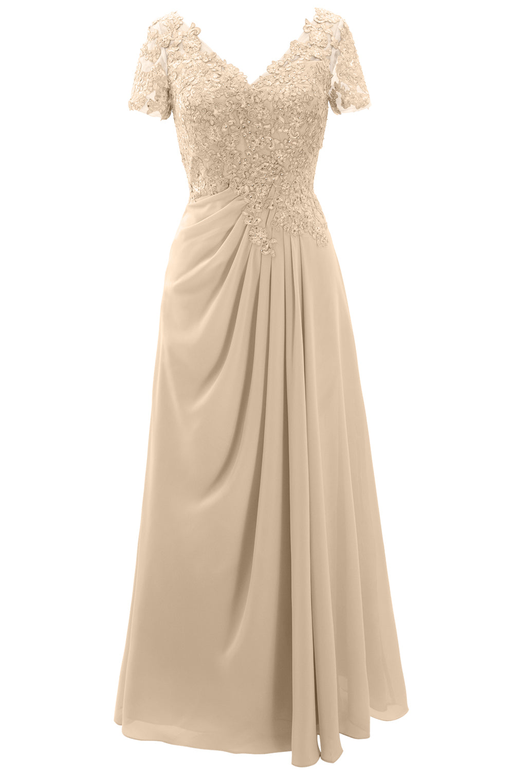 MACloth Damen Kleider für die Brautmutter, kurzärmlig, Spitze, für Hochzeit, Abendkleid