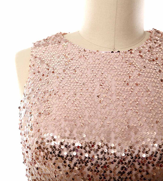 MACloth Elegant Sequin Long Bridesmaid Dress Simple Prom Gown Evening Gown