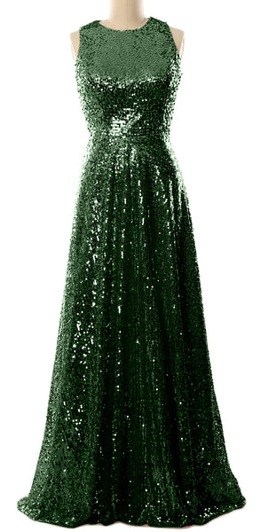 MACloth Elegant Sequin Long Bridesmaid Dress Simple Prom Gown Evening Gown