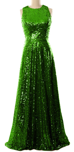 MACloth Elegant Sequin Long Bridesmaid Dress Simple Prom Gown Evening Gown