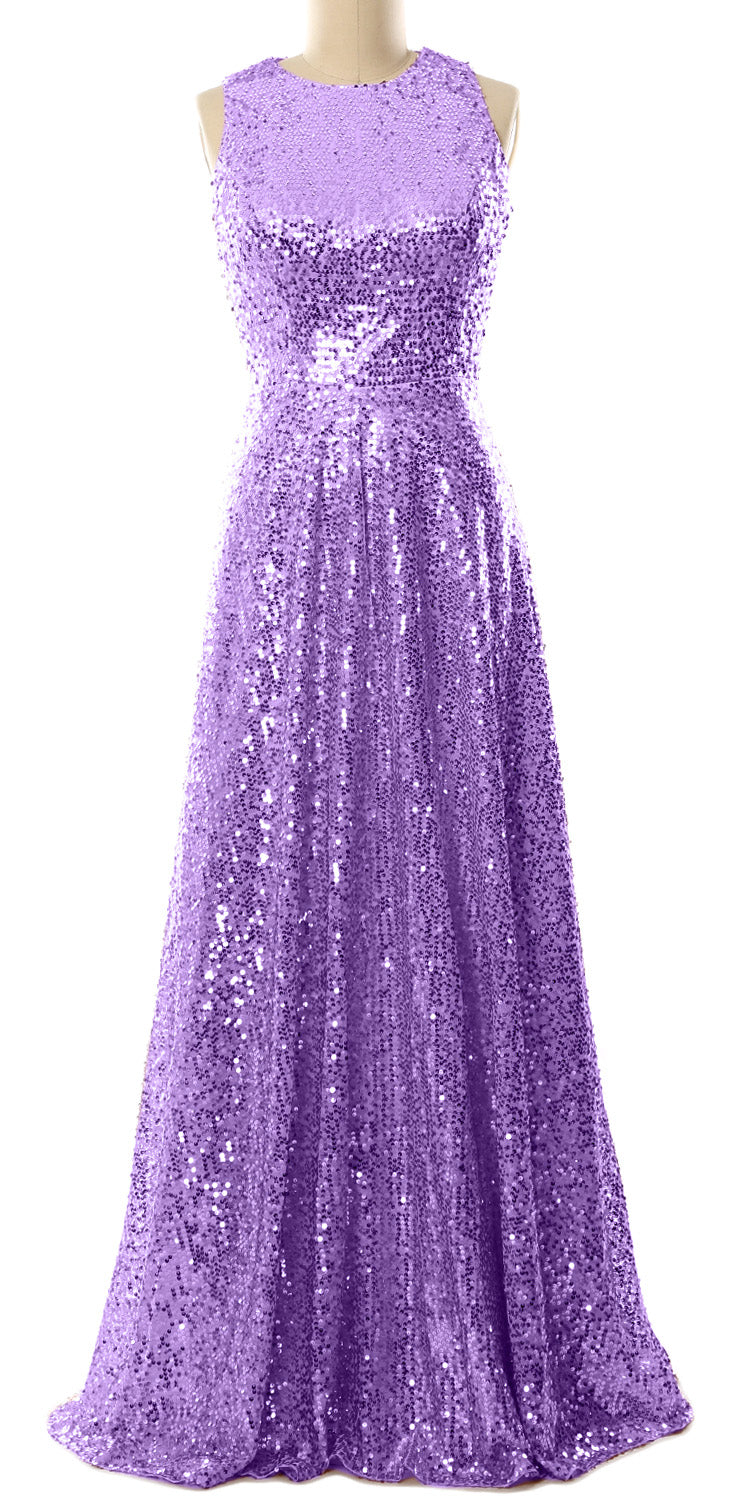 MACloth Elegant Sequin Long Bridesmaid Dress Simple Prom Gown Evening Gown Rose Gold / Above Knee / US14 MACloth Elegant Sequin Long Bridesmaid Dress Simple Prom Gown Evening Gown Rose Gold / Above Knee / US14