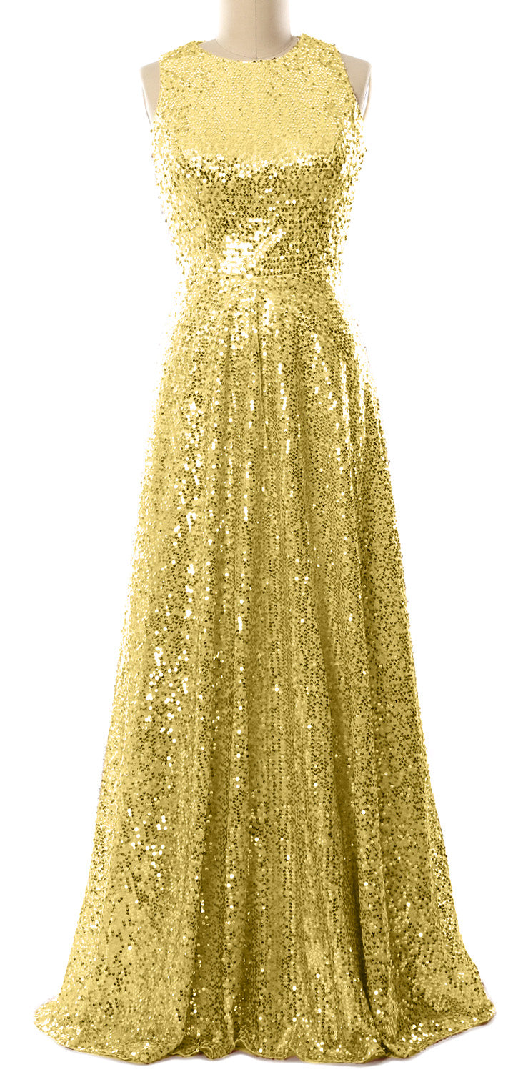 MACloth Elegant Sequin Long Bridesmaid Dress Simple Prom Gown Evening Gown Rose Gold / Above Knee / US14 MACloth Elegant Sequin Long Bridesmaid Dress Simple Prom Gown Evening Gown Rose Gold / Above Knee / US14