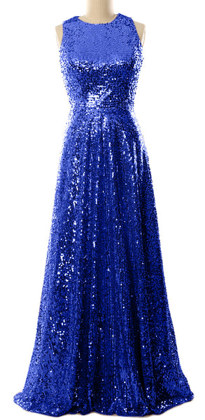 MACloth Elegant Sequin Long Bridesmaid Dress Simple Prom Gown Evening Gown