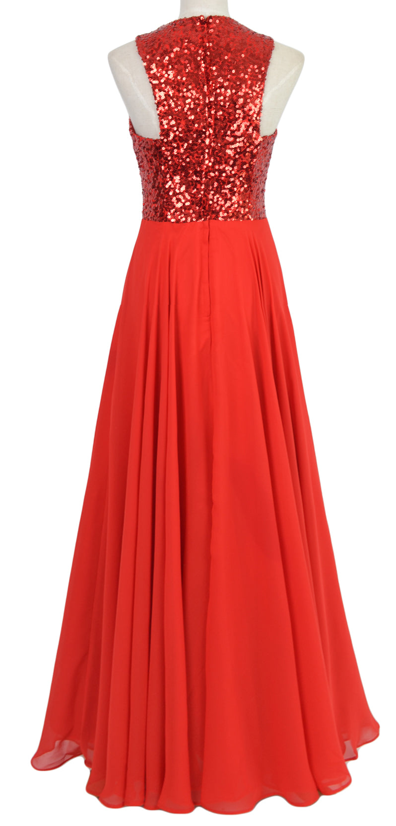 Vestido largo de gasa con lentejuelas para dama de honor de MACloth para mujer, vestido formal de noche para boda