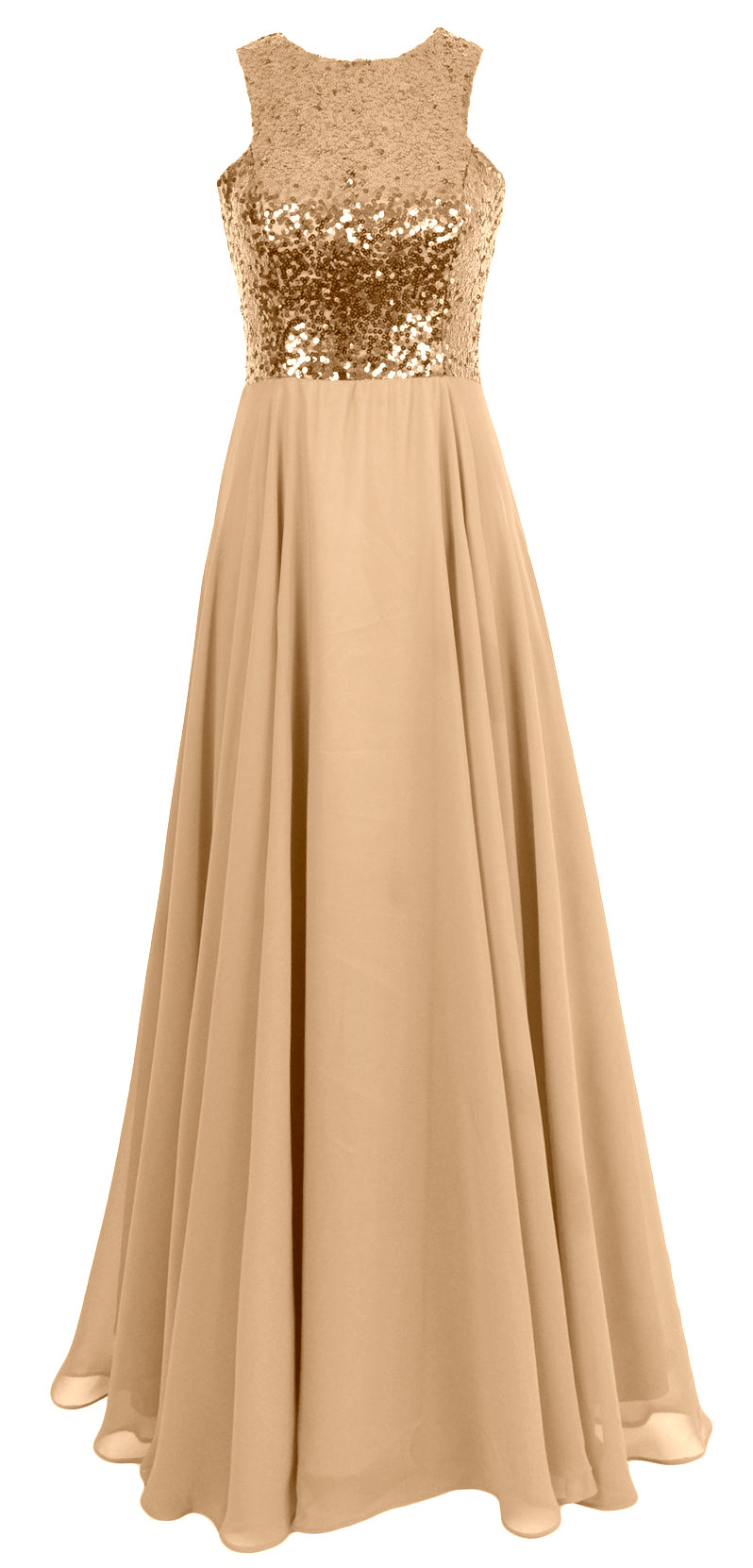 Vestido largo de gasa con lentejuelas para dama de honor de MACloth para mujer, vestido formal de noche para boda