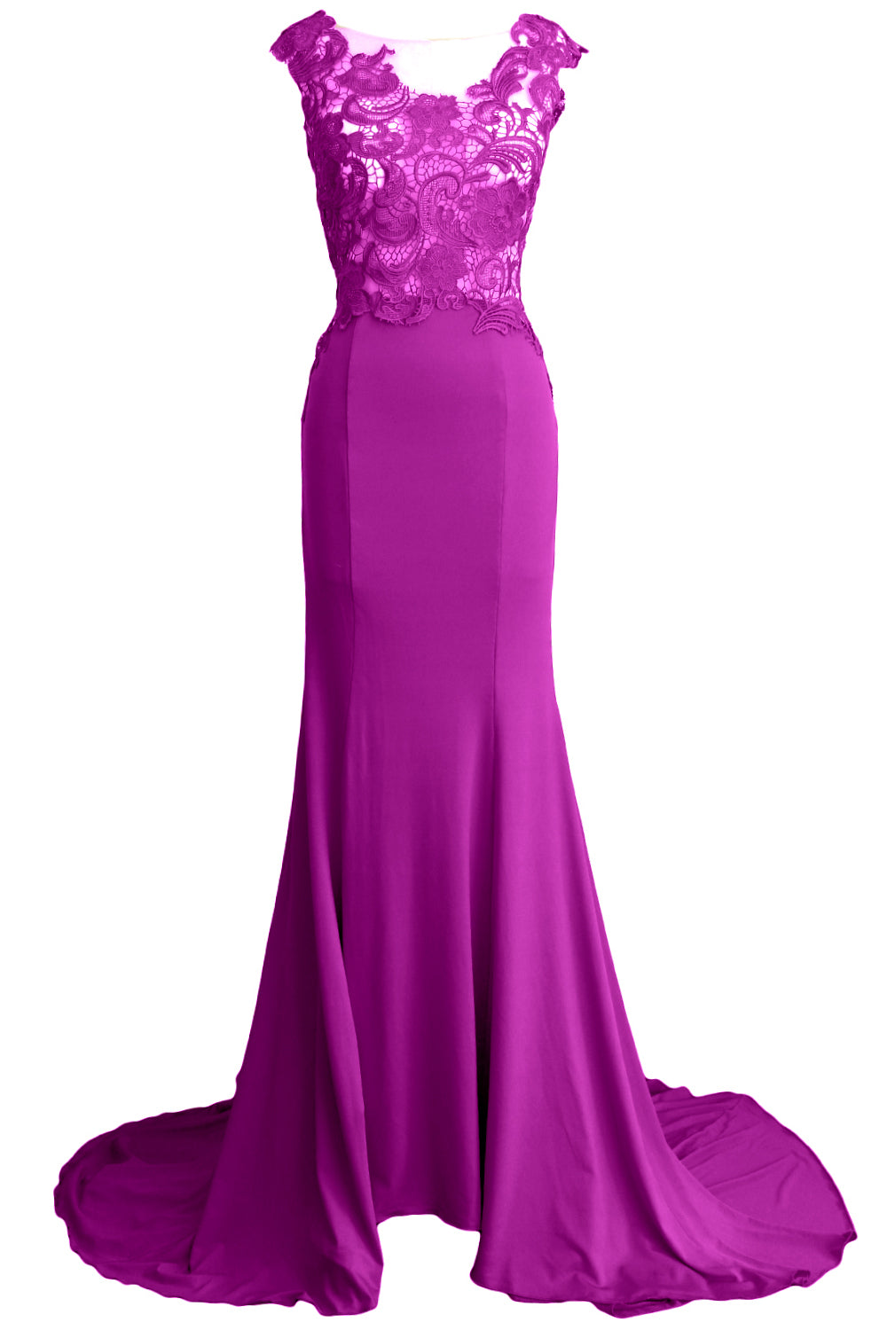 MACloth Damen Meerjungfrau Langes Ballkleid 2017 Spitze Jersey Formelle Party Abendkleid