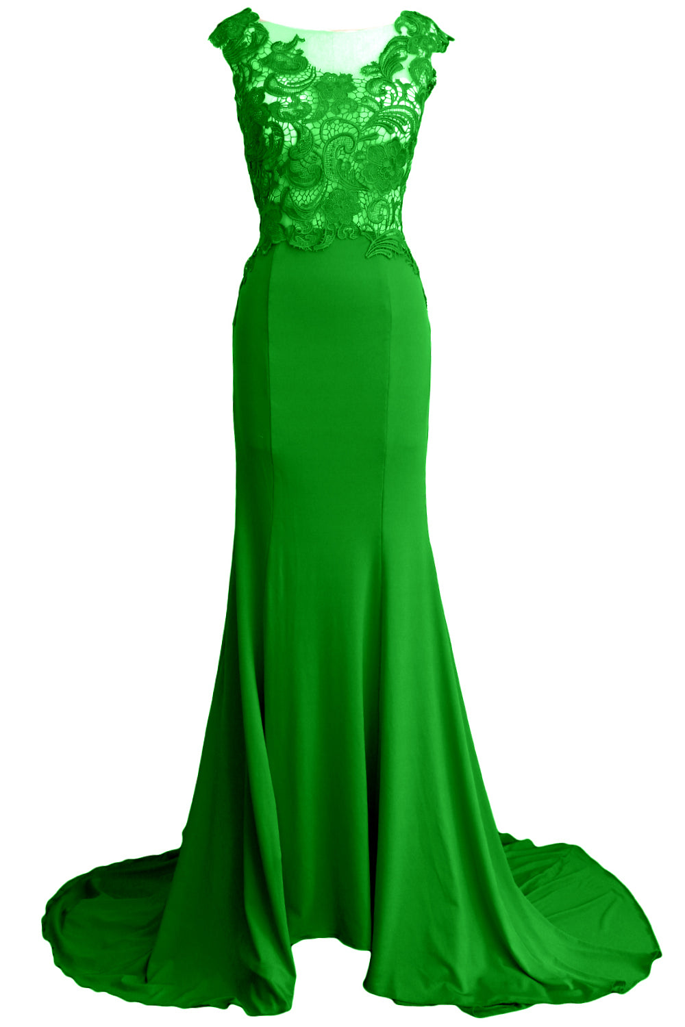 MACloth Damen Meerjungfrau Langes Ballkleid 2017 Spitze Jersey Formelle Party Abendkleid