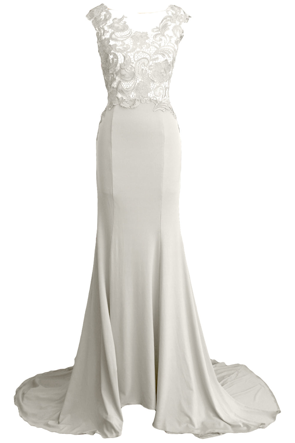 MACloth Damen Meerjungfrau Langes Ballkleid 2017 Spitze Jersey Formelle Party Abendkleid