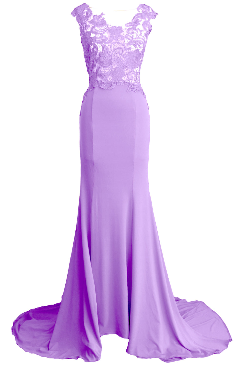 MACloth Damen Meerjungfrau Langes Ballkleid 2017 Spitze Jersey Formelle Party Abendkleid