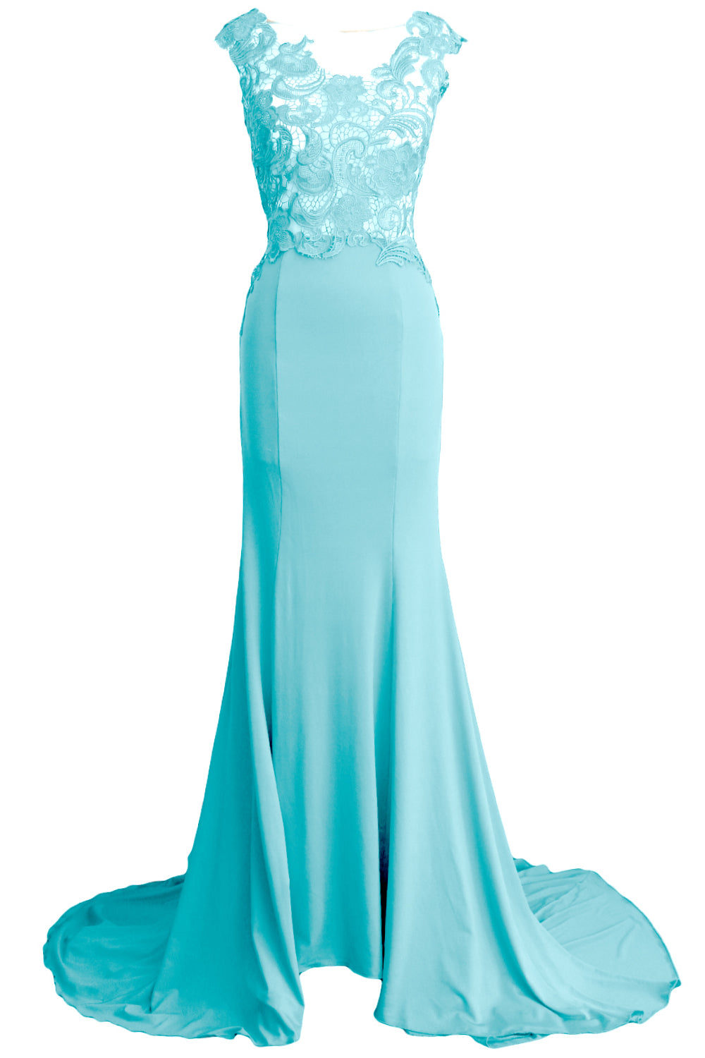 MACloth Damen Meerjungfrau Langes Ballkleid 2017 Spitze Jersey Formelle Party Abendkleid