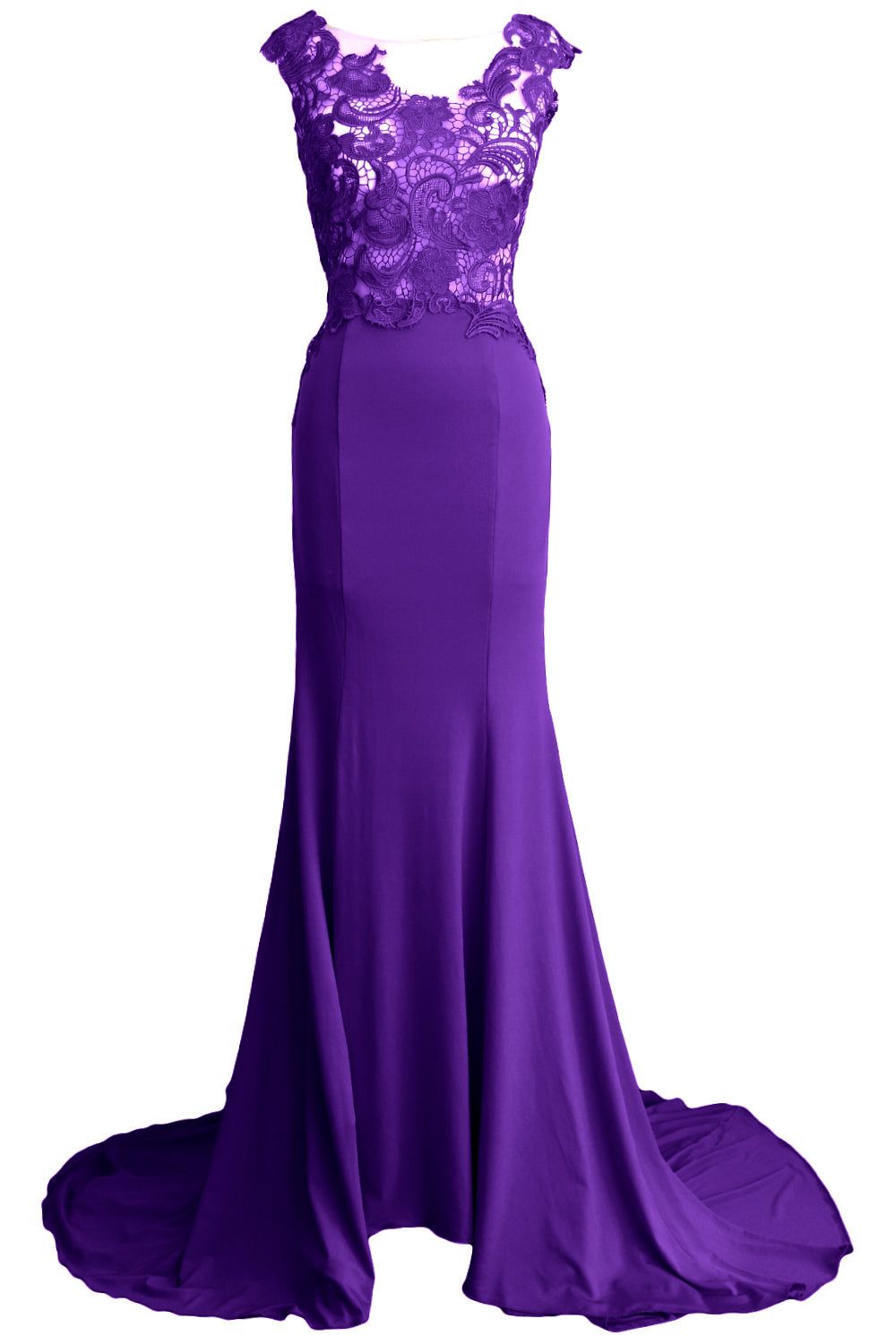 MACloth Damen Meerjungfrau Langes Ballkleid 2017 Spitze Jersey Formelle Party Abendkleid