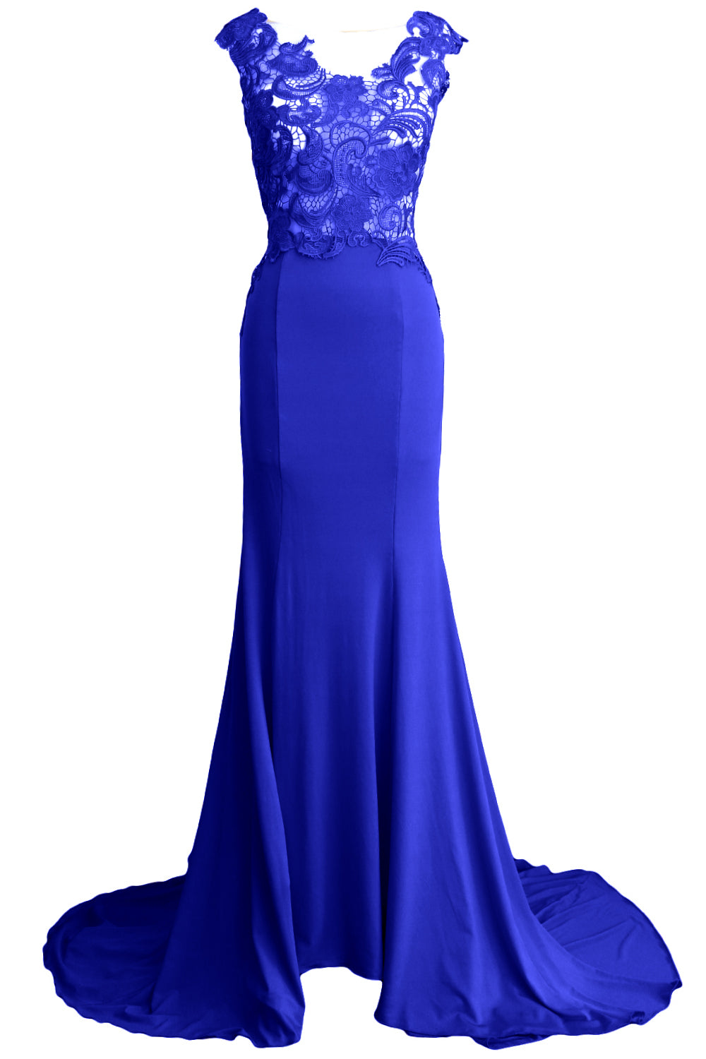 MACloth Damen Meerjungfrau Langes Ballkleid 2017 Spitze Jersey Formelle Party Abendkleid