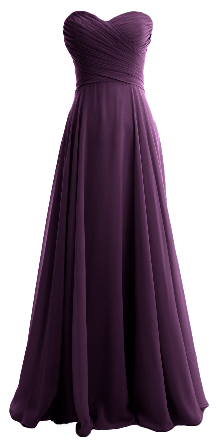 MACloth Elegant Strapless Chiffon Long Bridesmaid Dress Simple Prom Formal Gown Champagne / Above Knee / US2 MACloth Elegant Strapless Chiffon Long Bridesmaid Dress Simple Prom Formal Gown Champagne / Above Knee / US2