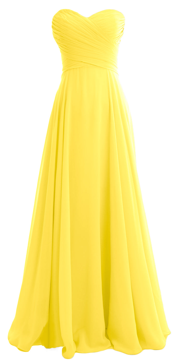 MACloth Elegant Strapless Chiffon Long Bridesmaid Dress Simple Prom Formal Gown