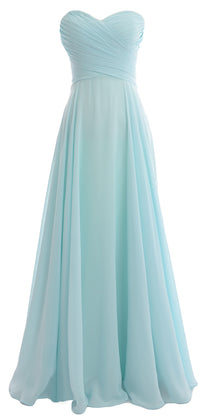 MACloth Elegant Strapless Chiffon Long Bridesmaid Dress Simple Prom Formal Gown