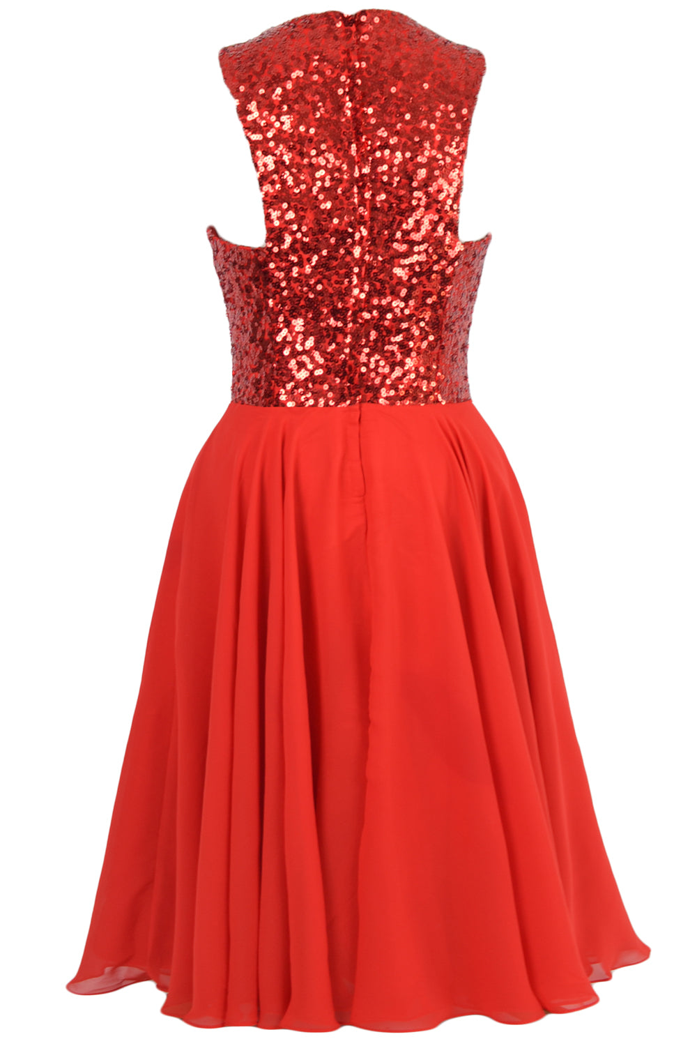 MACloth Elegant Sequin Chiffon Prom Homecoming Dress Short Bridesmaid Gown