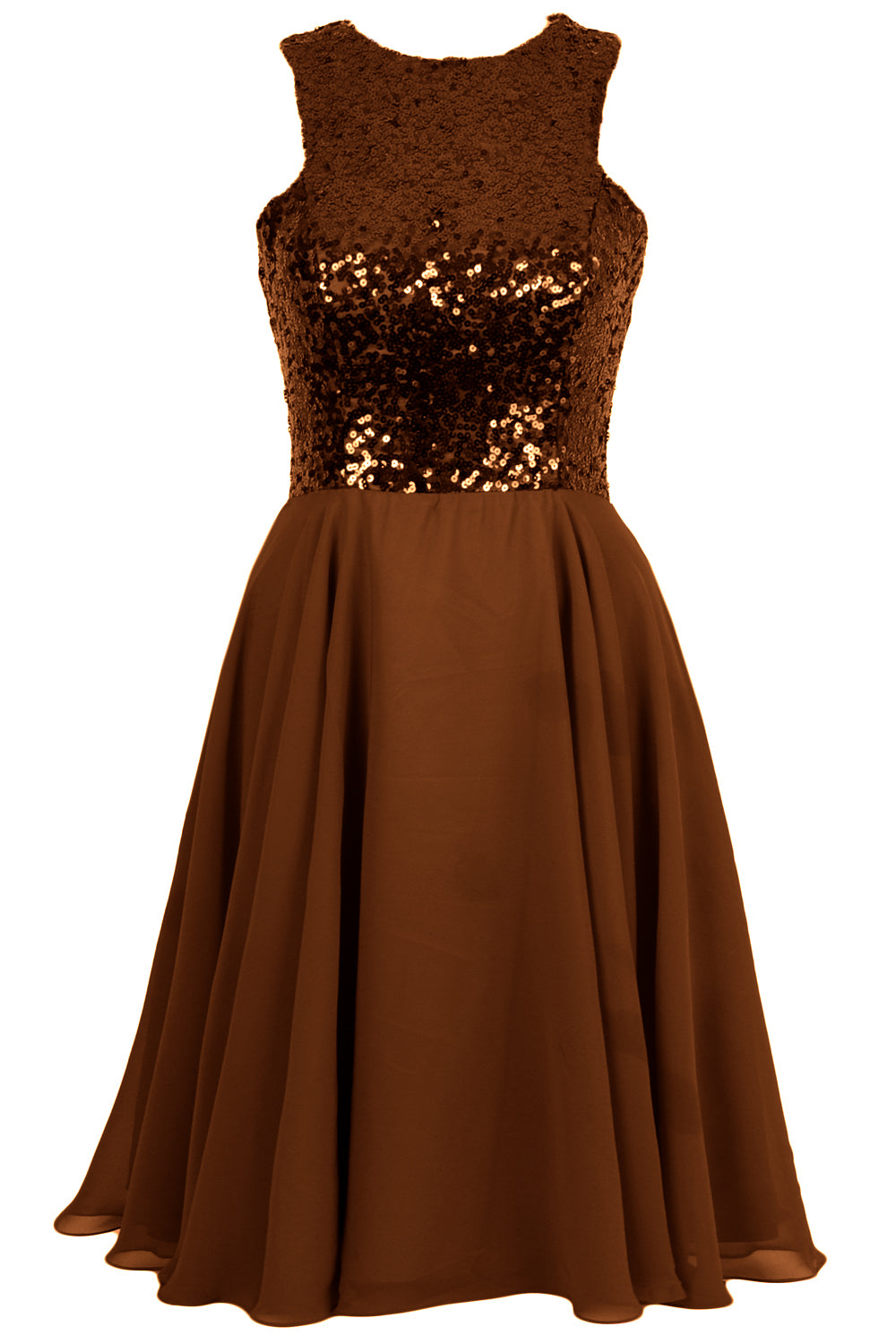 MACloth Elegant Sequin Chiffon Prom Homecoming Dress Short Bridesmaid Gown