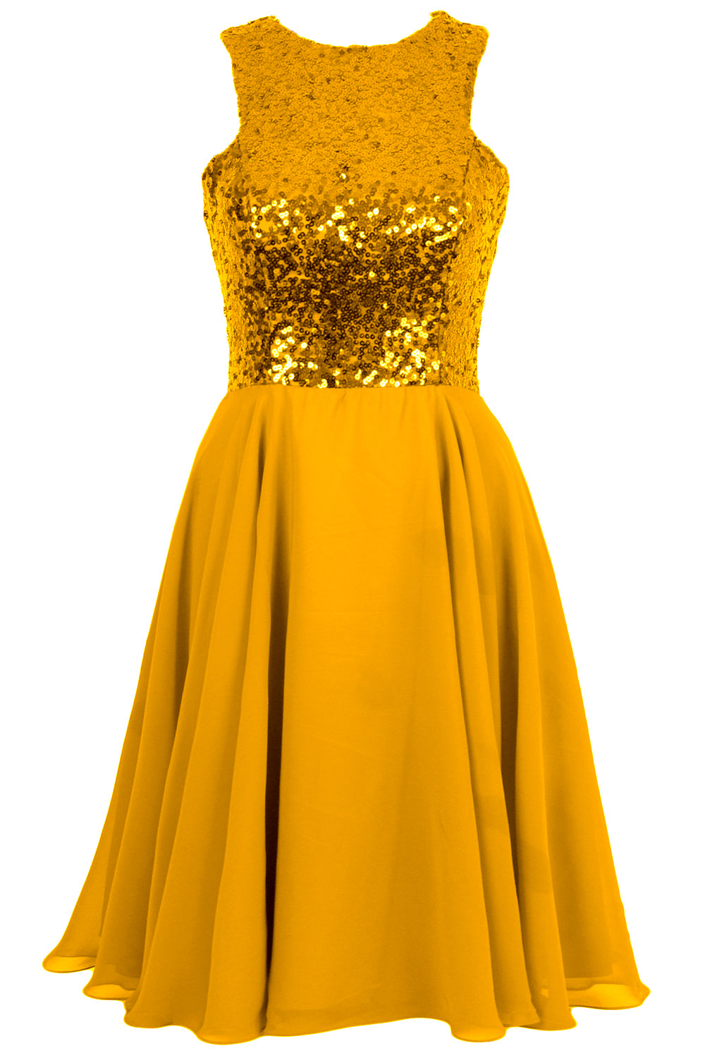 MACloth Elegant Sequin Chiffon Prom Homecoming Dress Short Bridesmaid Gown