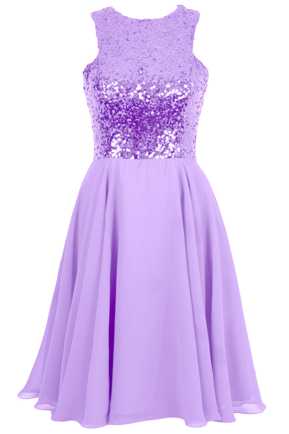 MACloth Elegant Sequin Chiffon Prom Homecoming Dress Short Bridesmaid Gown