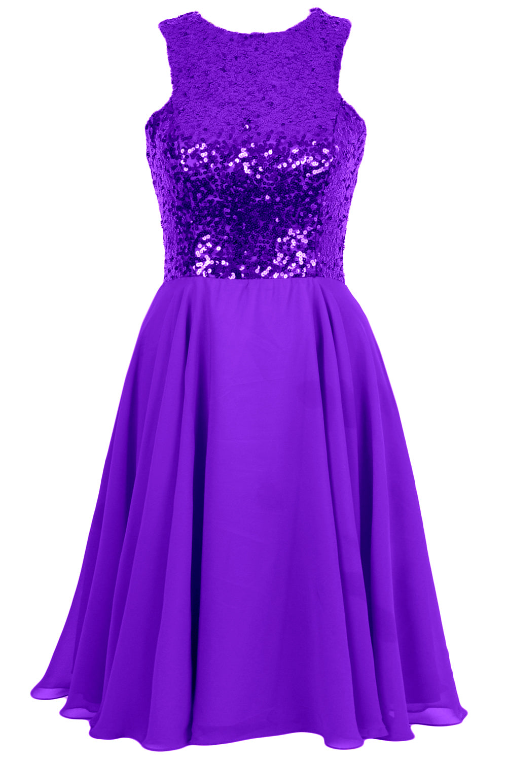 MACloth Elegant Sequin Chiffon Prom Homecoming Dress Short Bridesmaid Gown