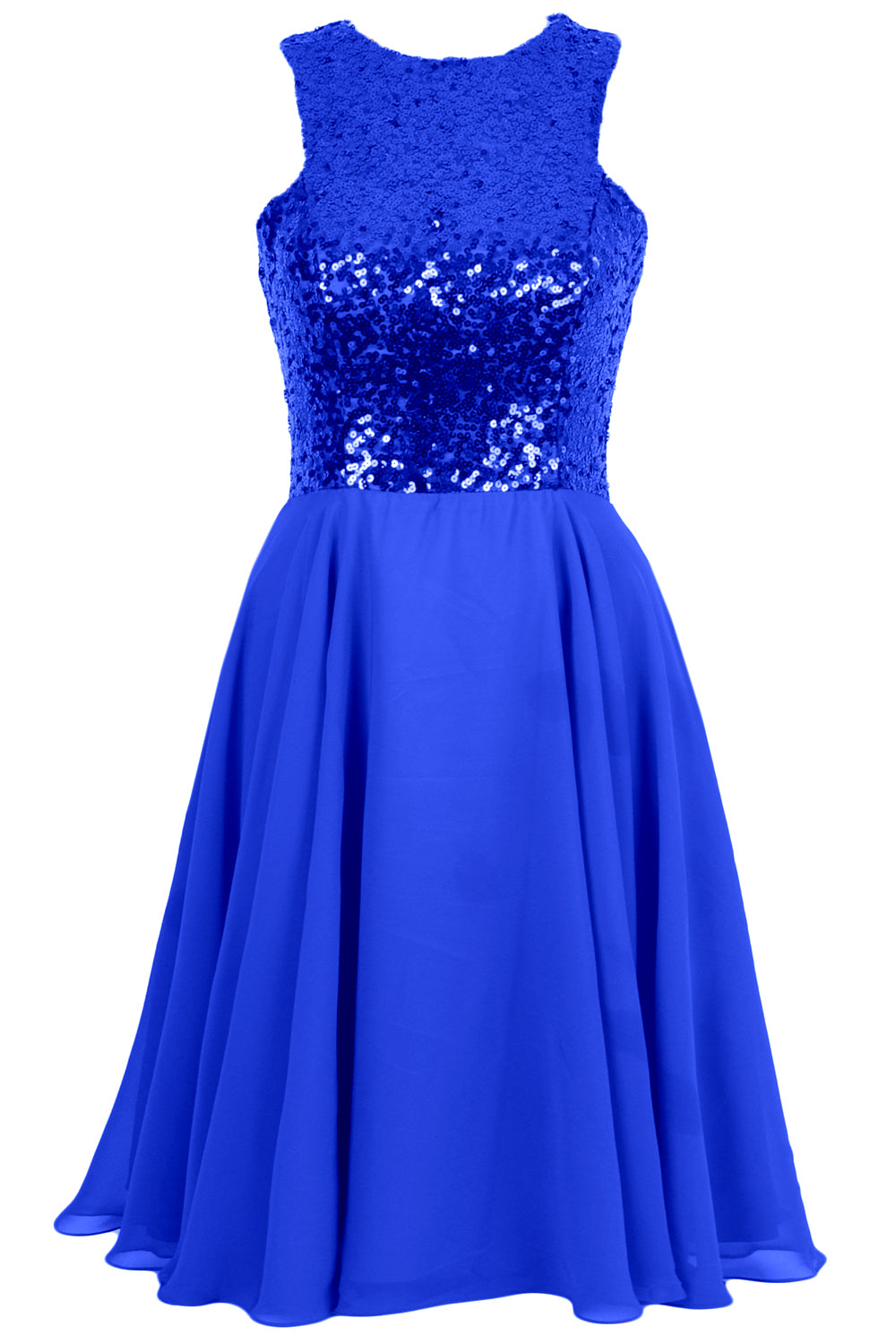 MACloth Elegant Sequin Chiffon Prom Homecoming Dress Short Bridesmaid Gown