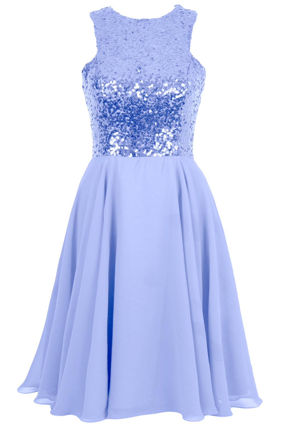 MACloth Elegant Sequin Chiffon Prom Homecoming Dress Short Bridesmaid Gown