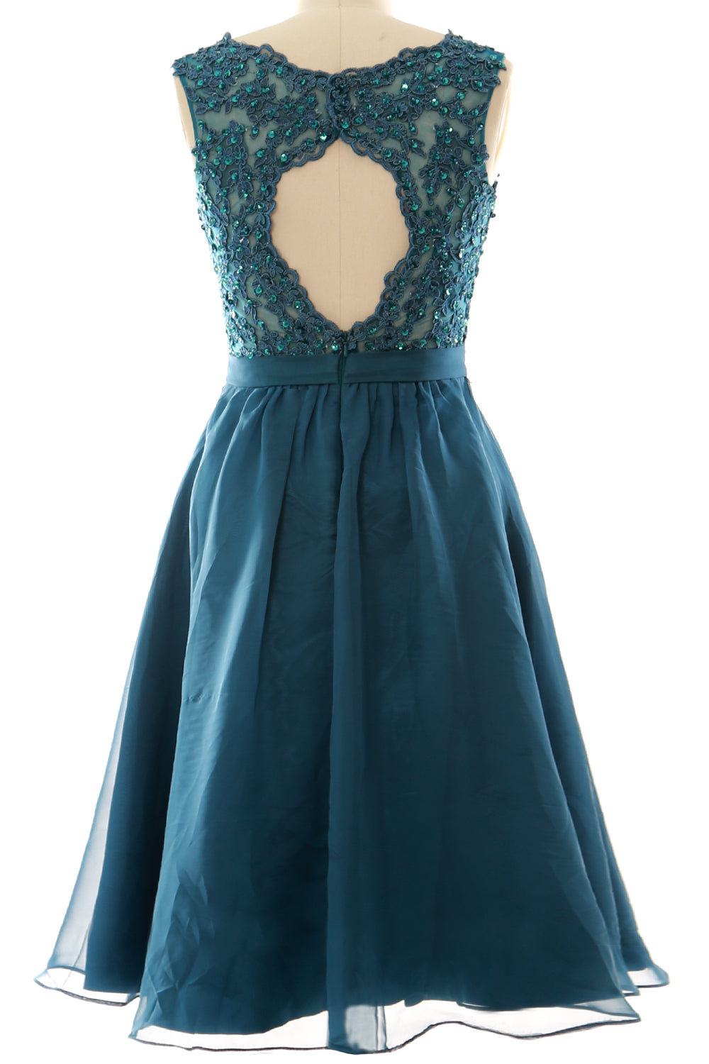 MACloth Mujeres Cuello en V Vintage Encaje Gasa Vestidos Cortos de Fiesta Vestido de Fiesta de Boda