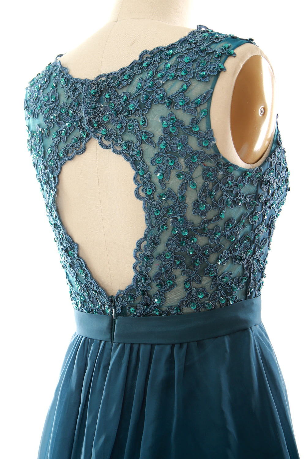 MACloth Mujeres Cuello en V Vintage Encaje Gasa Vestidos Cortos de Fiesta Vestido de Fiesta de Boda