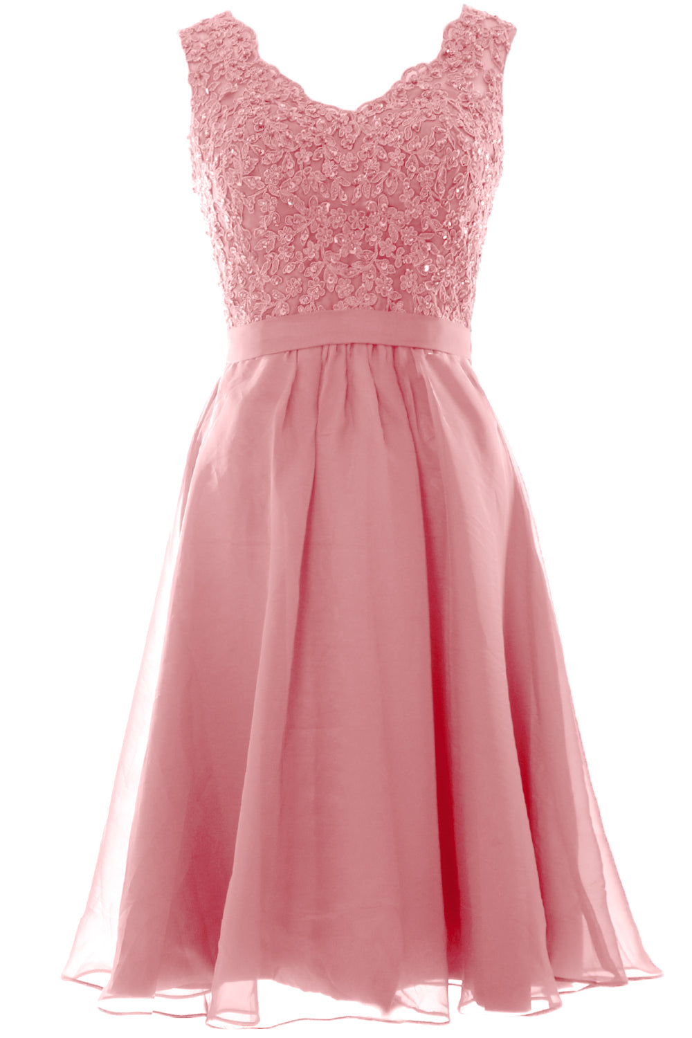 MACloth Mujeres Cuello en V Vintage Encaje Gasa Vestidos Cortos de Fiesta Vestido de Fiesta de Boda