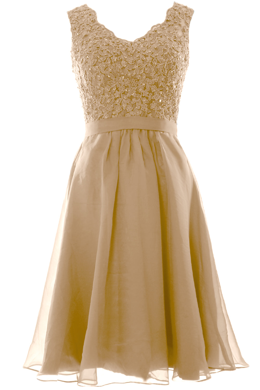 MACloth Mujeres Cuello en V Vintage Encaje Gasa Vestidos Cortos de Fiesta Vestido de Fiesta de Boda