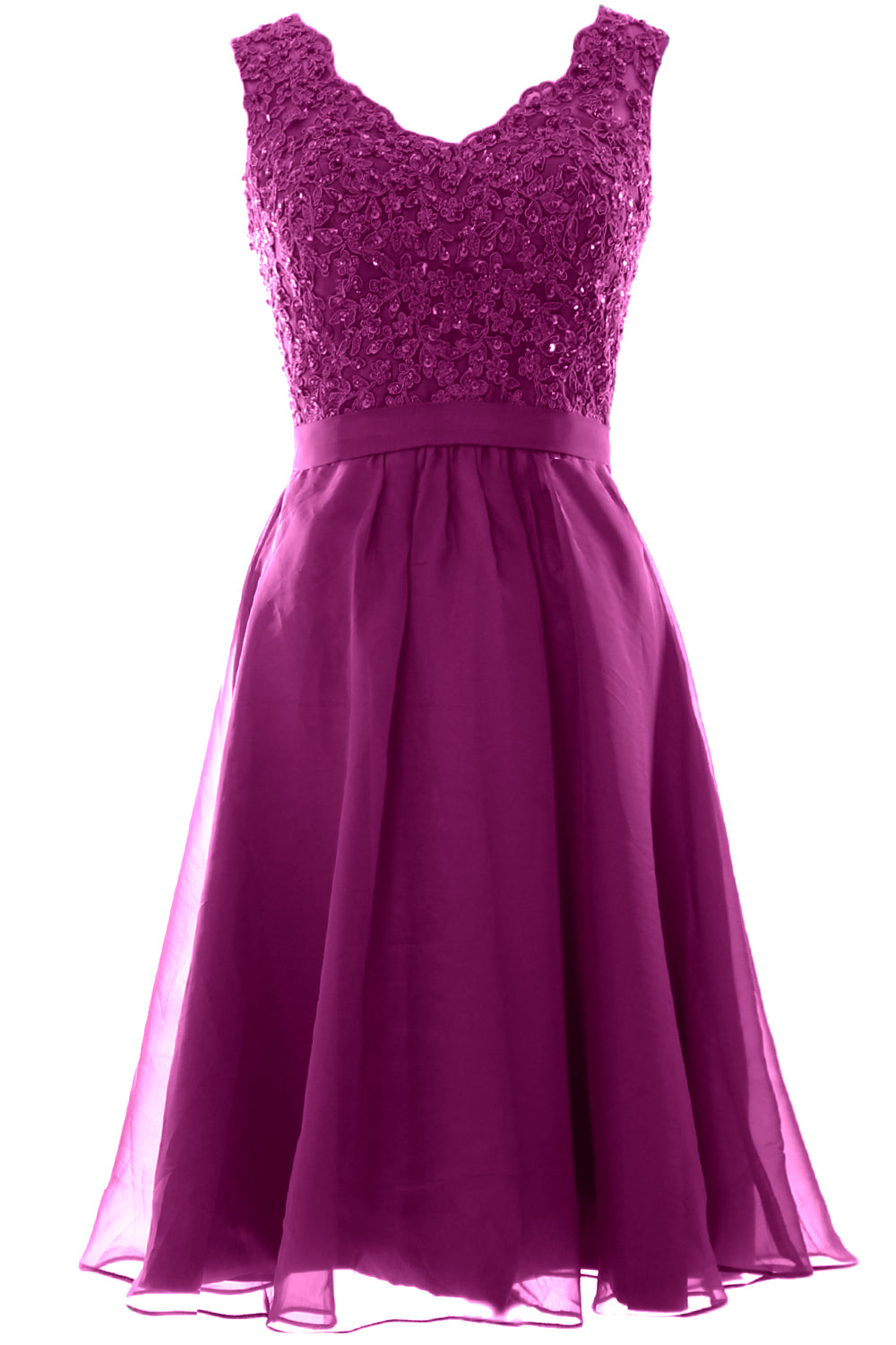 MACloth Mujeres Cuello en V Vintage Encaje Gasa Vestidos Cortos de Fiesta Vestido de Fiesta de Boda