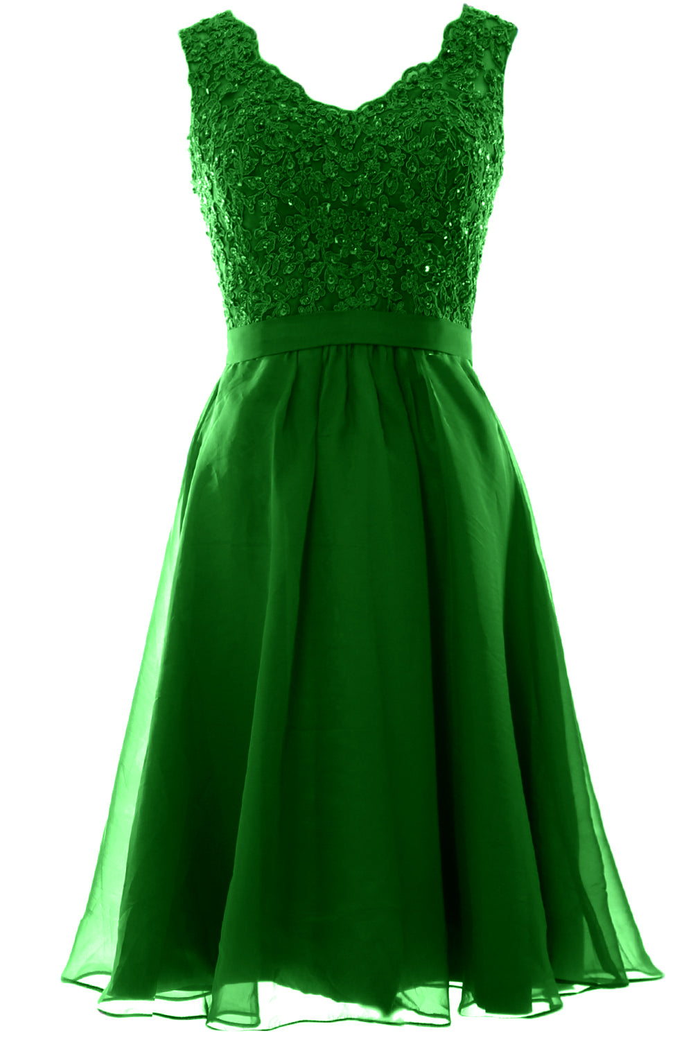 MACloth Mujeres Cuello en V Vintage Encaje Gasa Vestidos Cortos de Fiesta Vestido de Fiesta de Boda