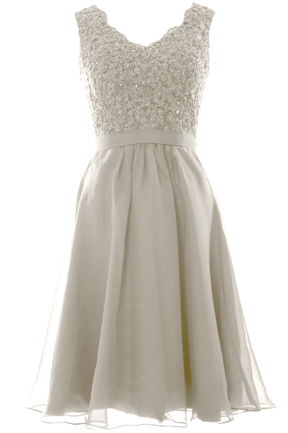 MACloth Mujeres Cuello en V Vintage Encaje Gasa Vestidos Cortos de Fiesta Vestido de Fiesta de Boda