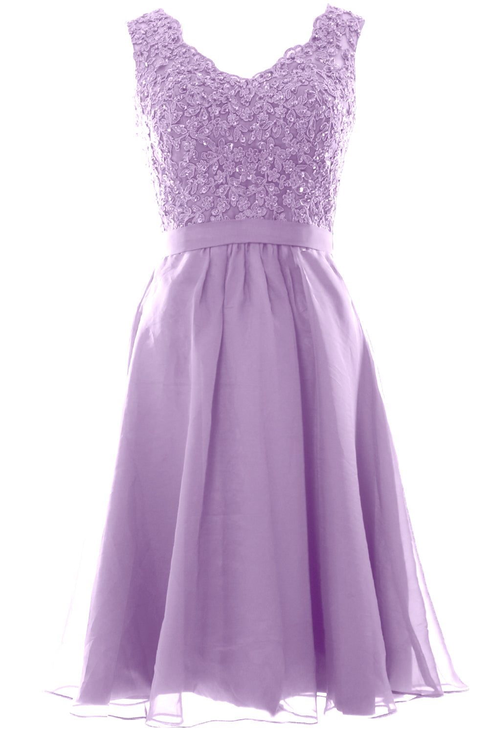 MACloth Mujeres Cuello en V Vintage Encaje Gasa Vestidos Cortos de Fiesta Vestido de Fiesta de Boda