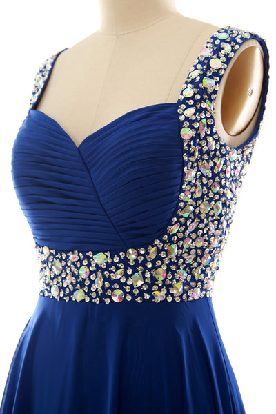 MACloth Elegant Straps Cocktail Dress Chiffon Short Wedding Party Formal Gown
