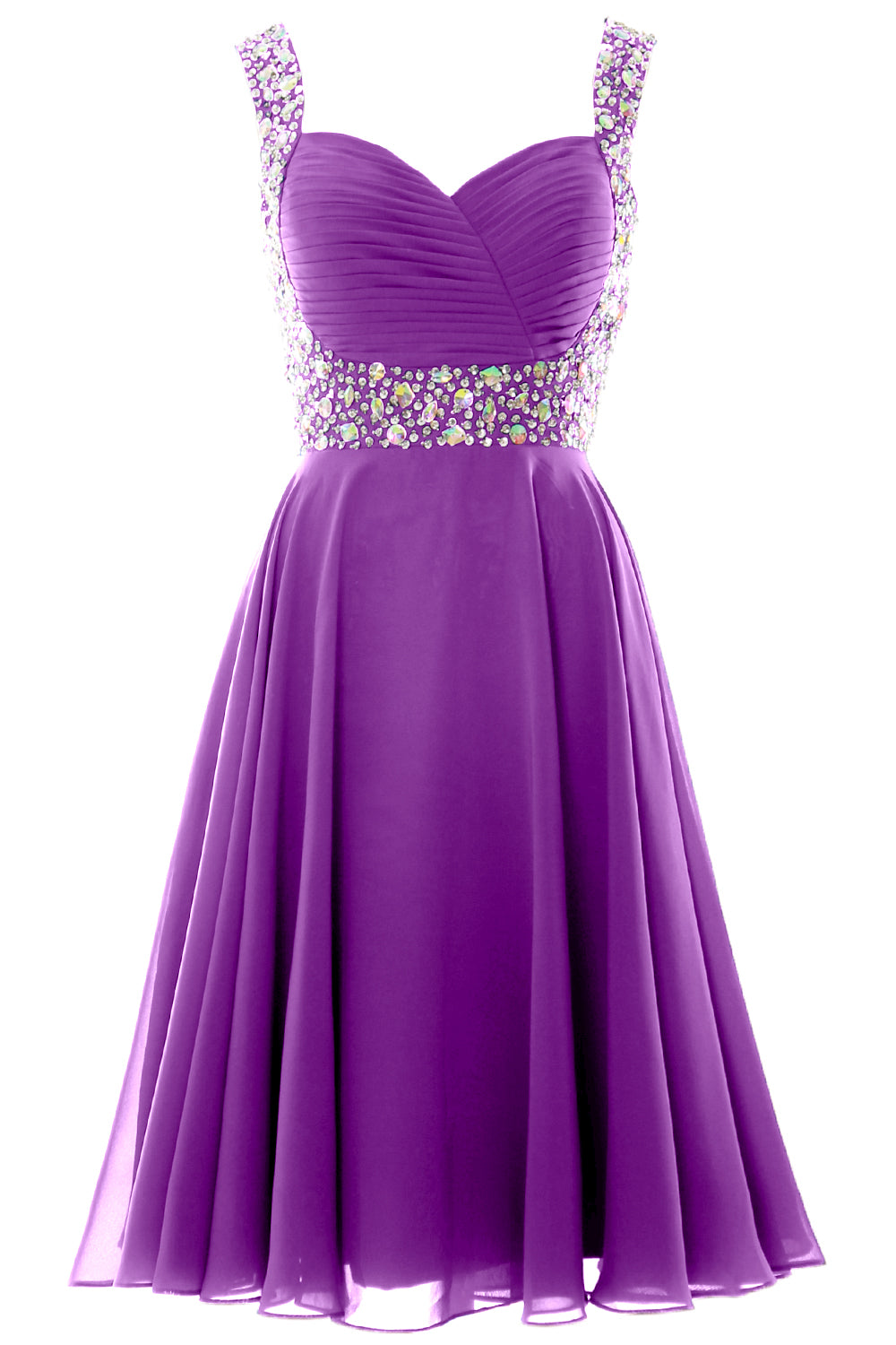 MACloth Elegantes Cocktailkleid mit Trägern aus Chiffon, kurz, für Hochzeiten, Partys und formelle Anlässe