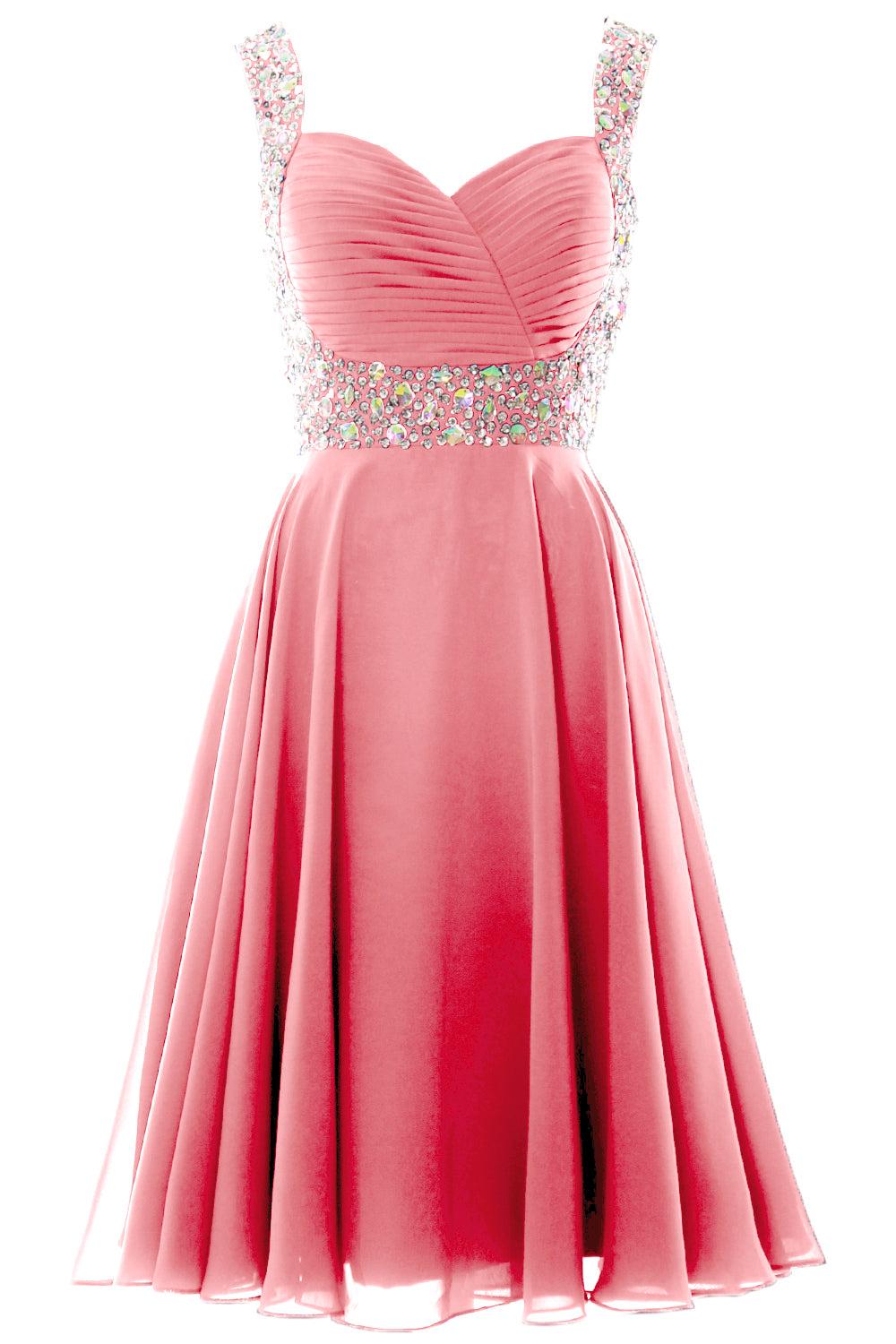 MACloth Elegantes Cocktailkleid mit Trägern aus Chiffon, kurz, für Hochzeiten, Partys und formelle Anlässe