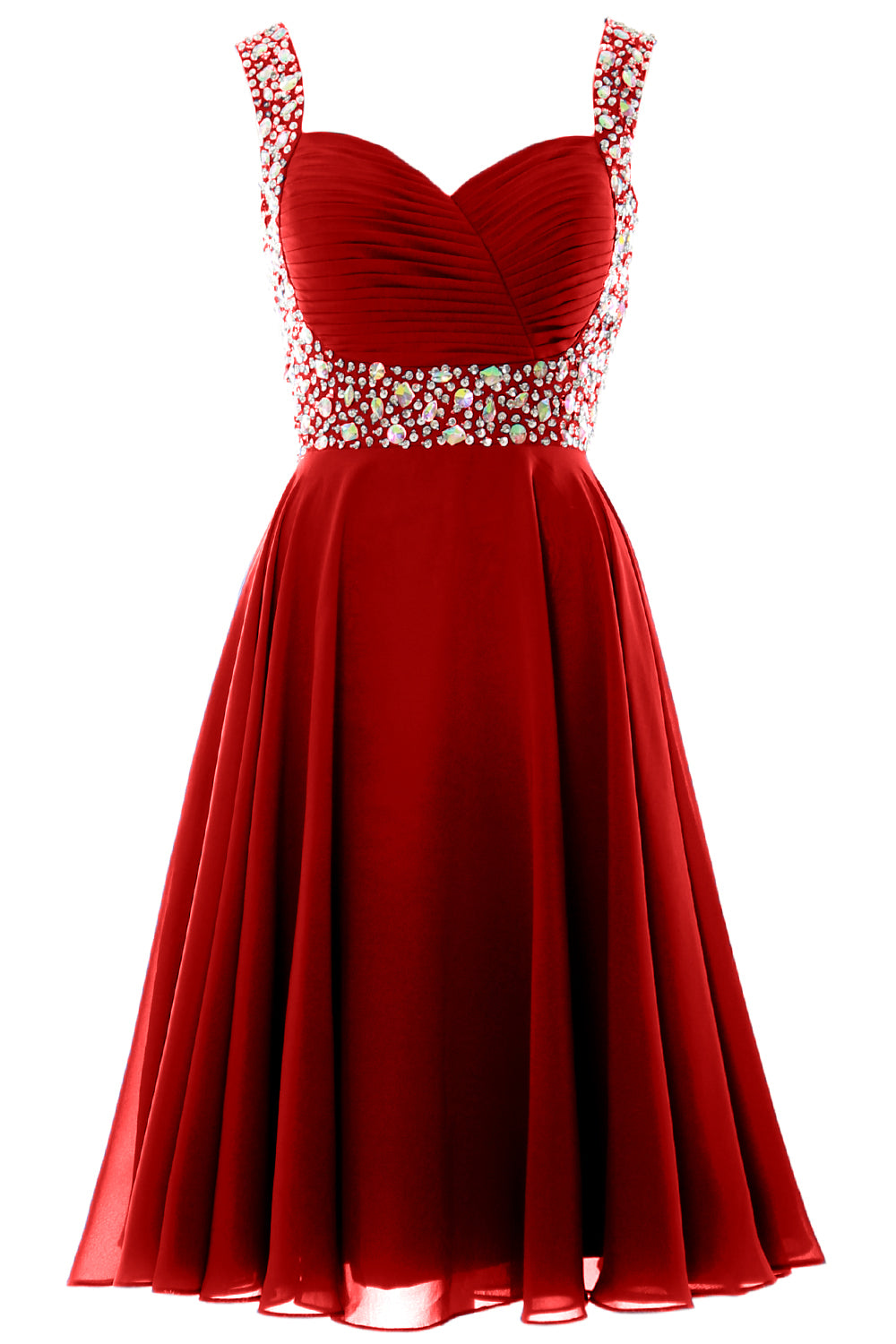 MACloth Elegantes Cocktailkleid mit Trägern aus Chiffon, kurz, für Hochzeiten, Partys und formelle Anlässe