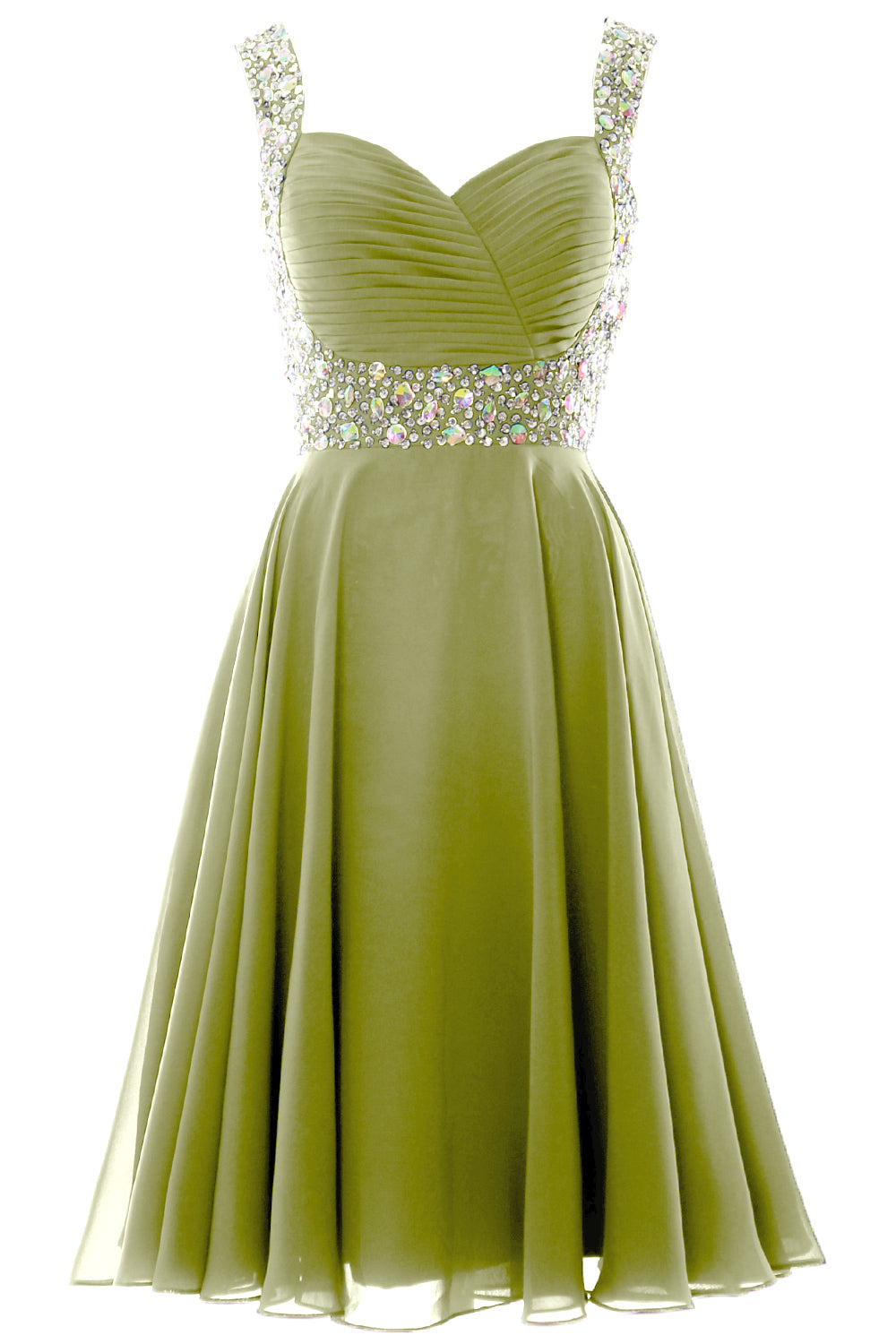 MACloth Elegantes Cocktailkleid mit Trägern aus Chiffon, kurz, für Hochzeiten, Partys und formelle Anlässe