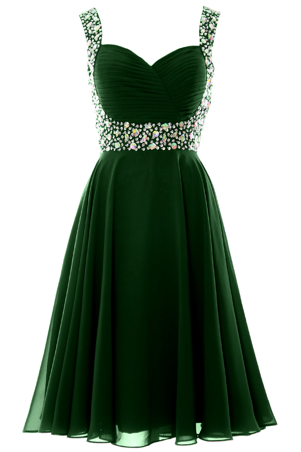 MACloth Elegantes Cocktailkleid mit Trägern aus Chiffon, kurz, für Hochzeiten, Partys und formelle Anlässe