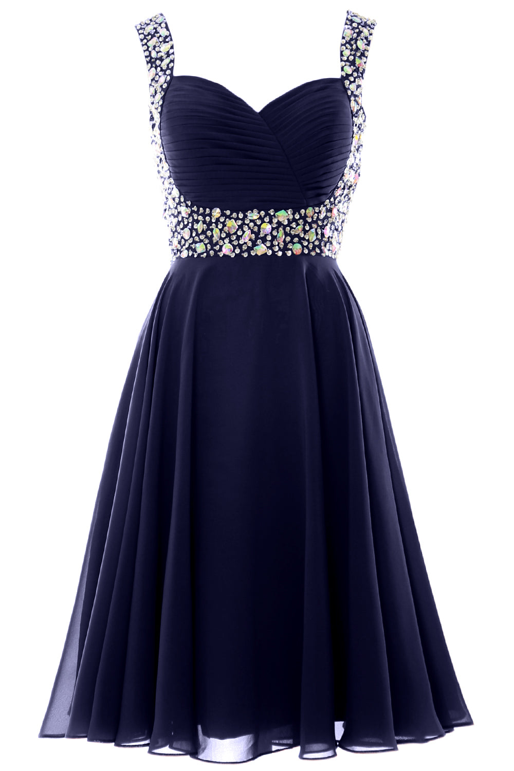 MACloth Elegantes Cocktailkleid mit Trägern aus Chiffon, kurz, für Hochzeiten, Partys und formelle Anlässe