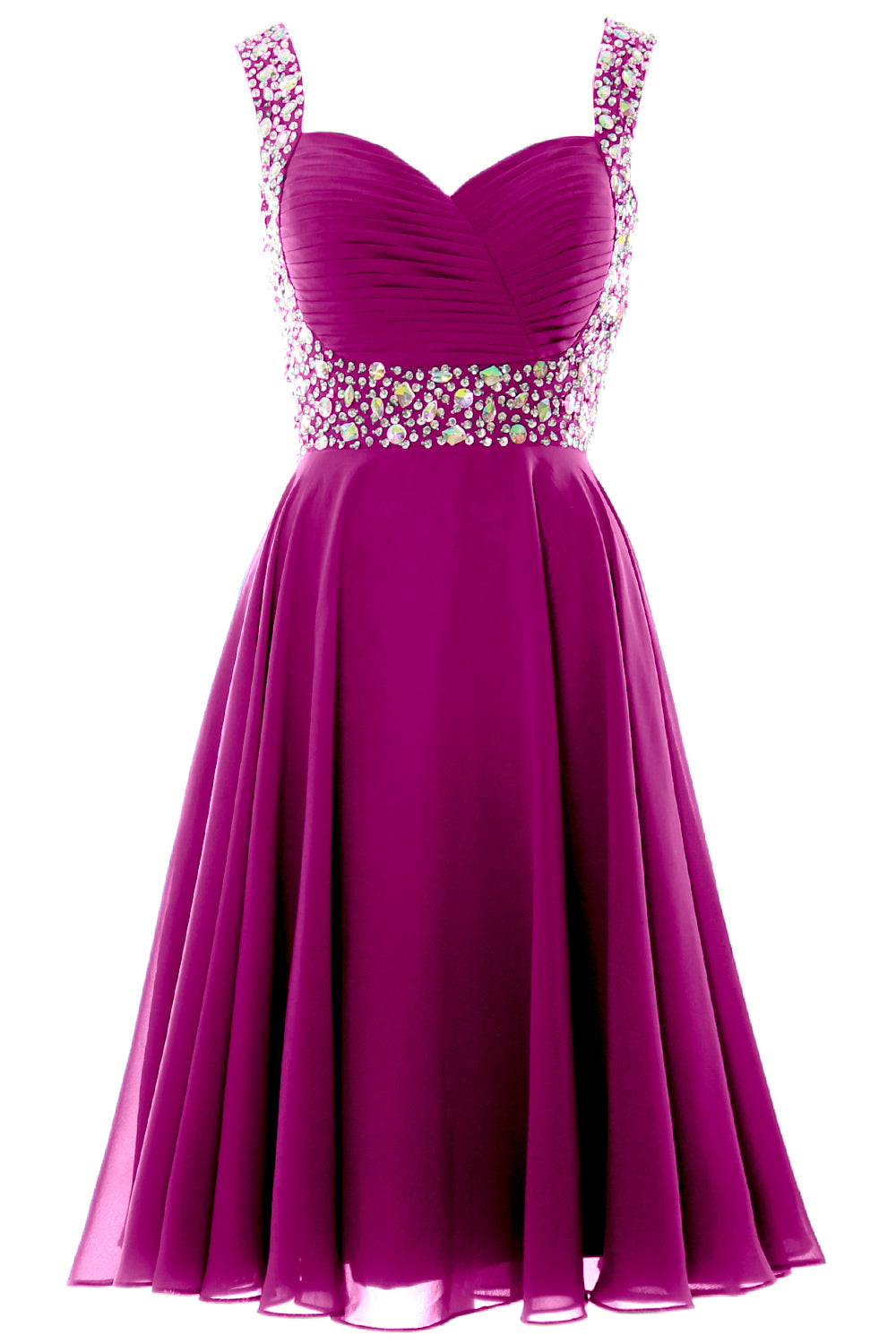 MACloth Elegantes Cocktailkleid mit Trägern aus Chiffon, kurz, für Hochzeiten, Partys und formelle Anlässe