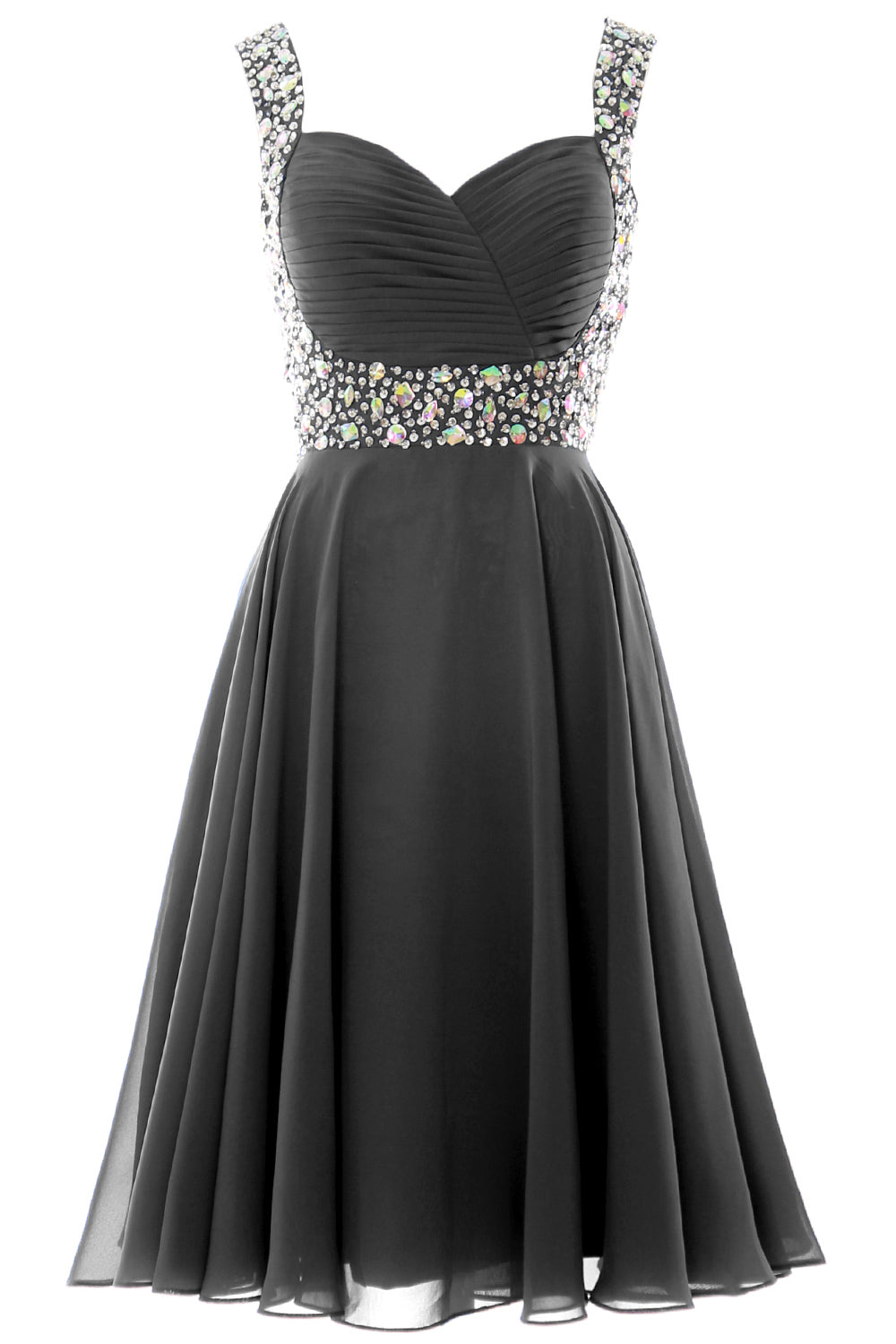 MACloth Elegantes Cocktailkleid mit Trägern aus Chiffon, kurz, für Hochzeiten, Partys und formelle Anlässe