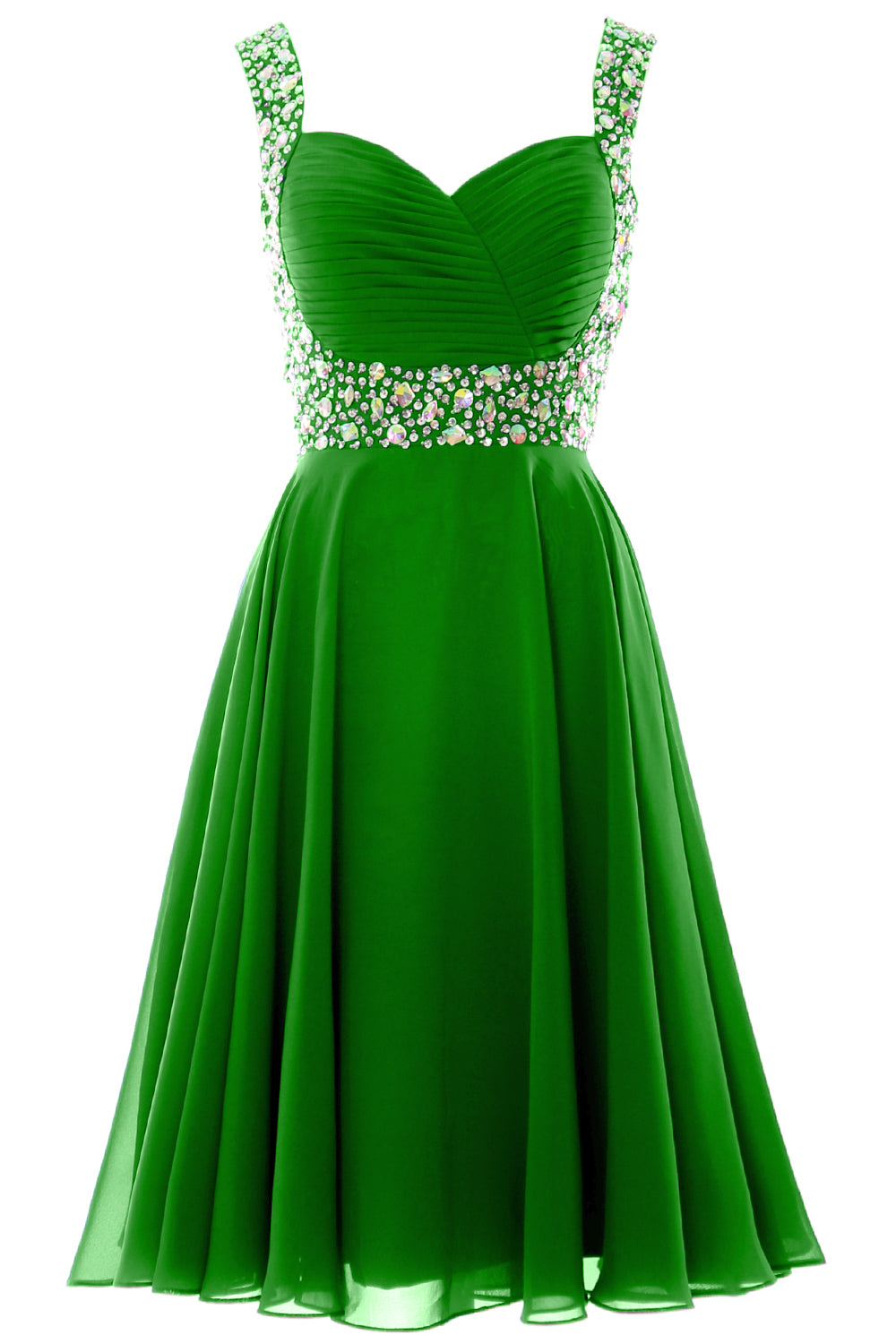 MACloth Elegantes Cocktailkleid mit Trägern aus Chiffon, kurz, für Hochzeiten, Partys und formelle Anlässe