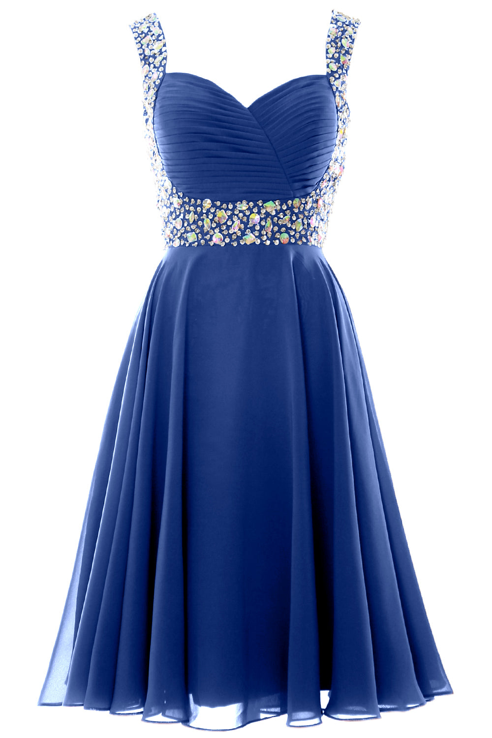 MACloth Elegantes Cocktailkleid mit Trägern aus Chiffon, kurz, für Hochzeiten, Partys und formelle Anlässe