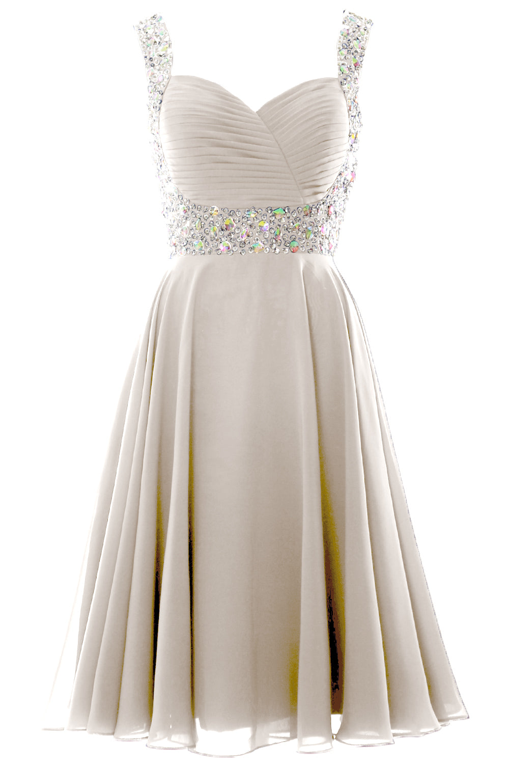 MACloth Elegantes Cocktailkleid mit Trägern aus Chiffon, kurz, für Hochzeiten, Partys und formelle Anlässe