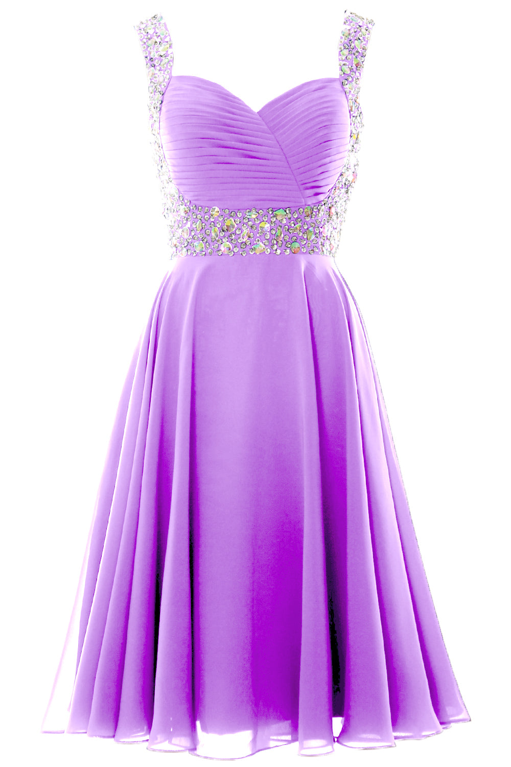 MACloth Elegantes Cocktailkleid mit Trägern aus Chiffon, kurz, für Hochzeiten, Partys und formelle Anlässe