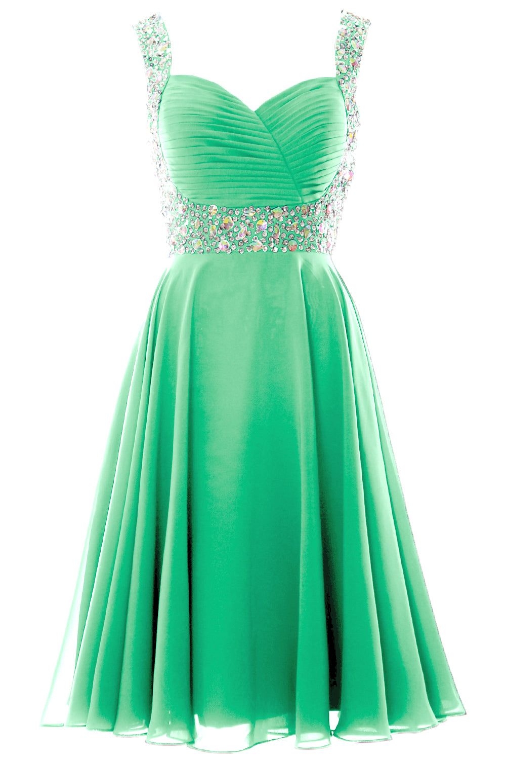 MACloth Elegantes Cocktailkleid mit Trägern aus Chiffon, kurz, für Hochzeiten, Partys und formelle Anlässe