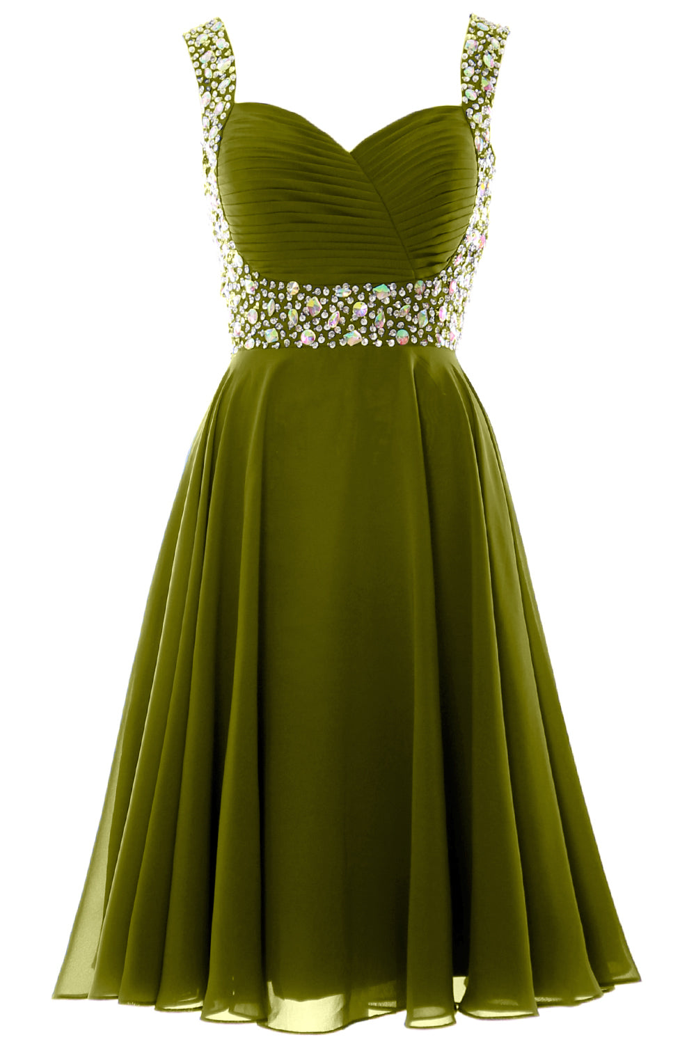 MACloth Elegantes Cocktailkleid mit Trägern aus Chiffon, kurz, für Hochzeiten, Partys und formelle Anlässe