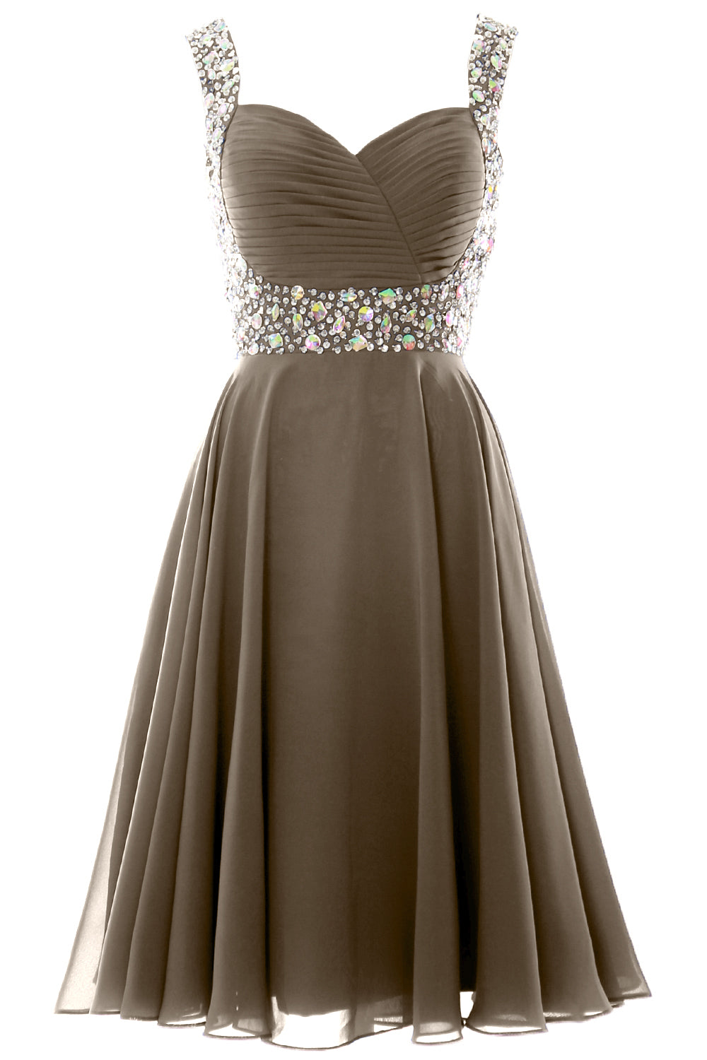MACloth Elegantes Cocktailkleid mit Trägern aus Chiffon, kurz, für Hochzeiten, Partys und formelle Anlässe